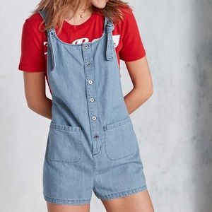 BDG Andy Button-Front Tie Strap Blue Dungarees